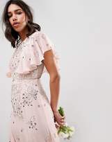 Thumbnail for your product : ASOS Design DESIGN embellished maxi dress with angel sleeve