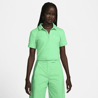 Nike Women's Sportswear Essential Short-Sleeve Polo Top in Green
