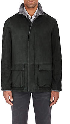 Barneys New York Men's Suede Zip-Front Coat - Green