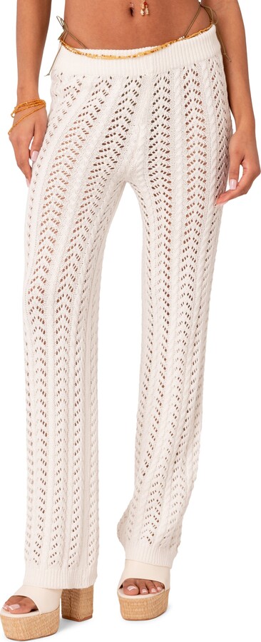 EDIKTED Elektra Sheer Open Knit Cover-Up Pants - ShopStyle Trousers