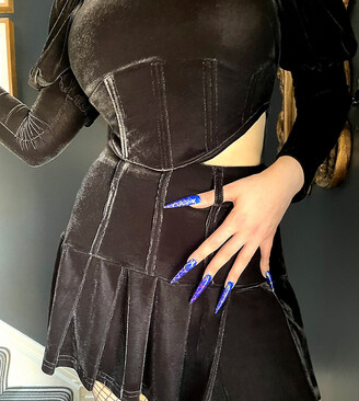 Labelrail x Sophia Hadjipanteli velvet corset detail pleat mini