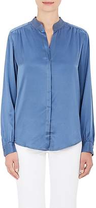 L'Agence WOMEN'S BIANCA SILK BANDED COLLAR BLOUSE