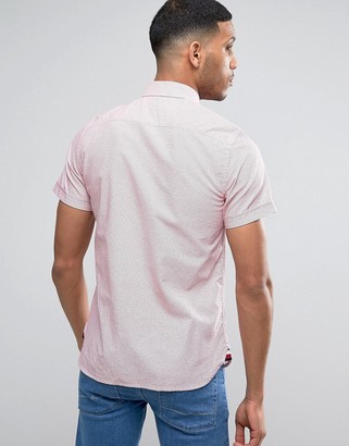 Tommy Hilfiger Short Sleeve Shirt Geometric Print Slim Fit Buttondown In Red