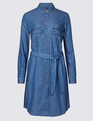 Marks and Spencer PETITE Shirt Midi Dress with Belt