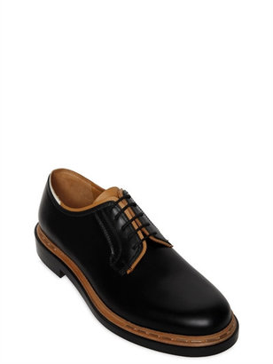 Valentino Unfinished Leather Derby Lace-Up Shoes