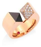 Thumbnail for your product : Roberto Coin Sauvage Privé Pyramid Pave Diamond, Black Jade & 18K Rose Gold Ring