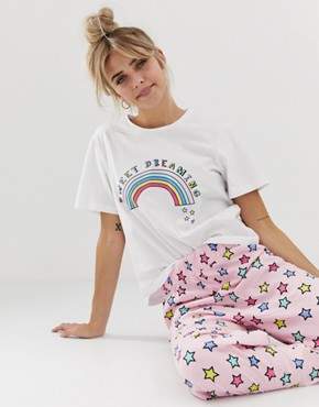 ASOS Design DESIGN mix & match sweet dreaming pyjama jersey tshirt