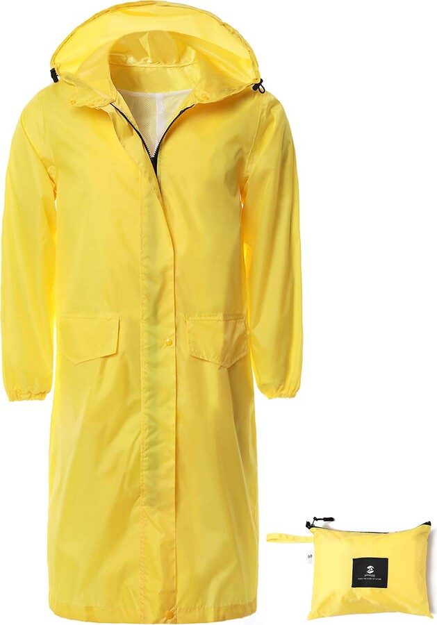 Summer Mae Womens Long Hooded Rain Jacket Waterproof Lightweight Raincoat Windbreaker
