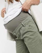 Thumbnail for your product : ASOS DESIGN DESIGN Maternity slouchy chino pants in khaki with over the bump band