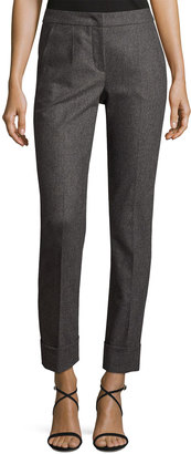 Armani Collezioni Flannel Cashmere-Blend Slim Cuffed Pants, Gray