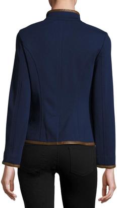 Sail to Sable Faux-Leather Trim Zip-Front Jacket, Navy