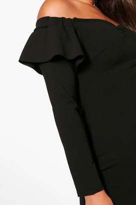 boohoo Frill Detail Off the Shoulder Midi Dress