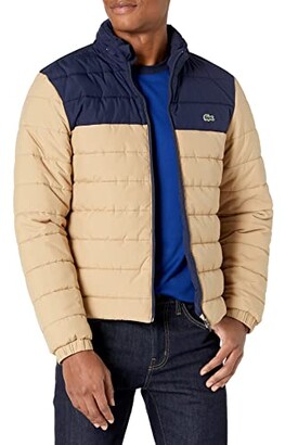 Lacoste mens Long Sleeve Full Zip Colorblock Hooded Taffeta Jacket
