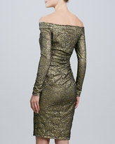 Thumbnail for your product : Carmen Marc Valvo Off-the-Shoulder Long-Sleeve Cocktail Dress