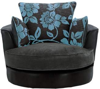 Very amsin Fabric and Faux Leather Snuggle Swivel Chair