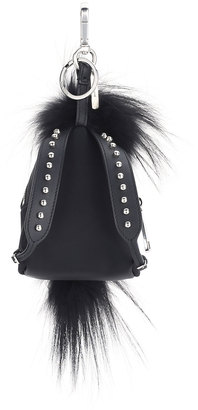 Fendi Karlito Fur-Trim Backpack Charm for Bag/Briefcase, Black