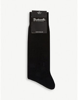 Thumbnail for your product : Pantherella Men's Black Short Wool-Blend Ribbed Socks, Size: 12