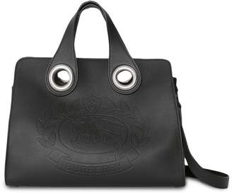 Burberry The Leather Crest Grommet Detail Tote