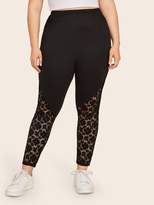 Thumbnail for your product : Shein Plus Contrast Lace Solid Skinny Leggings