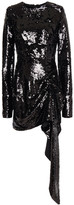 Thumbnail for your product : 16Arlington Draped Sequined Mesh Mini Dress