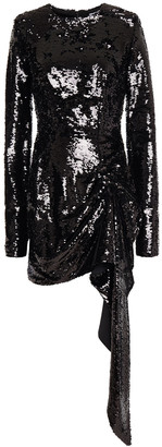 16Arlington Draped Sequined Mesh Mini Dress