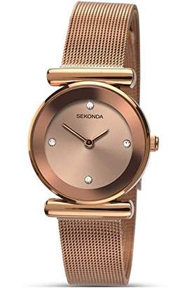 Sekonda Women's Analogue Quartz Watch with Stainless Steel Rose Gold Plated Strap 2301.27