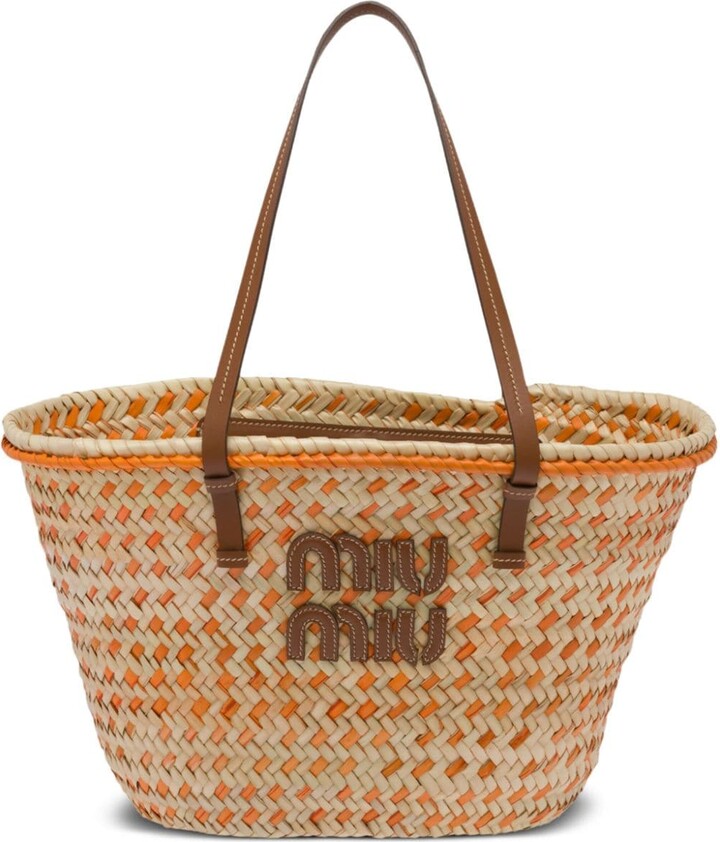 Miu Miu Palmetto logo-appliqué tote bag - ShopStyle