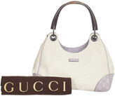 Thumbnail for your product : Gucci White Canvas Leather Bamboo Top Handle Bag