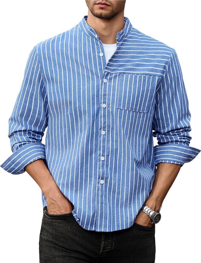 Banded Collar Shirts For Men ShopStyle UK