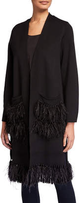 Kobi Halperin Irense Long-Sleeve Sweater with Feather Trim