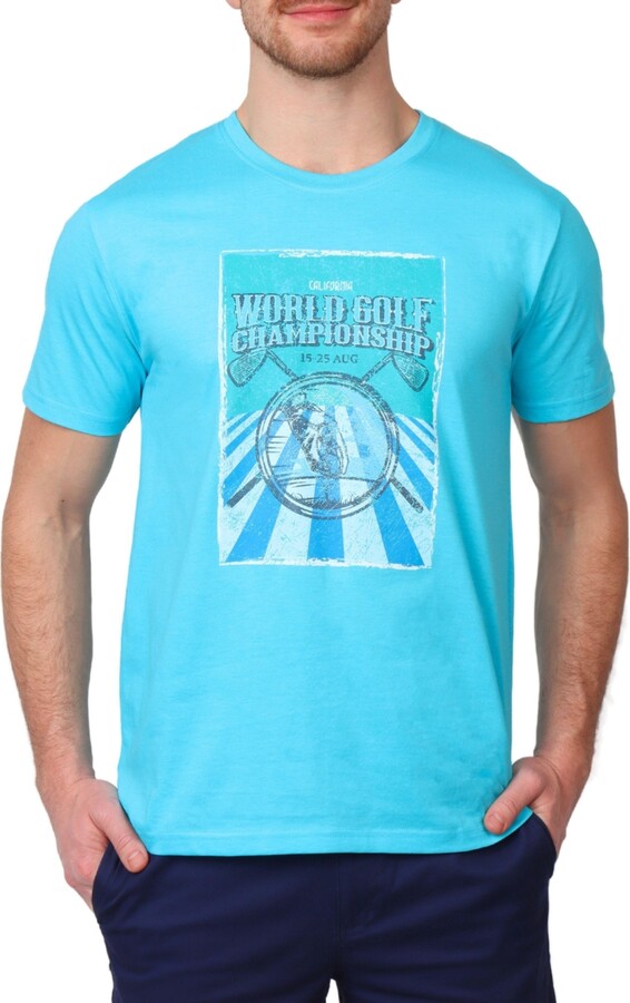 Tailorbyrd Men's Aqua World Golf Champion Graphic Tee for Men