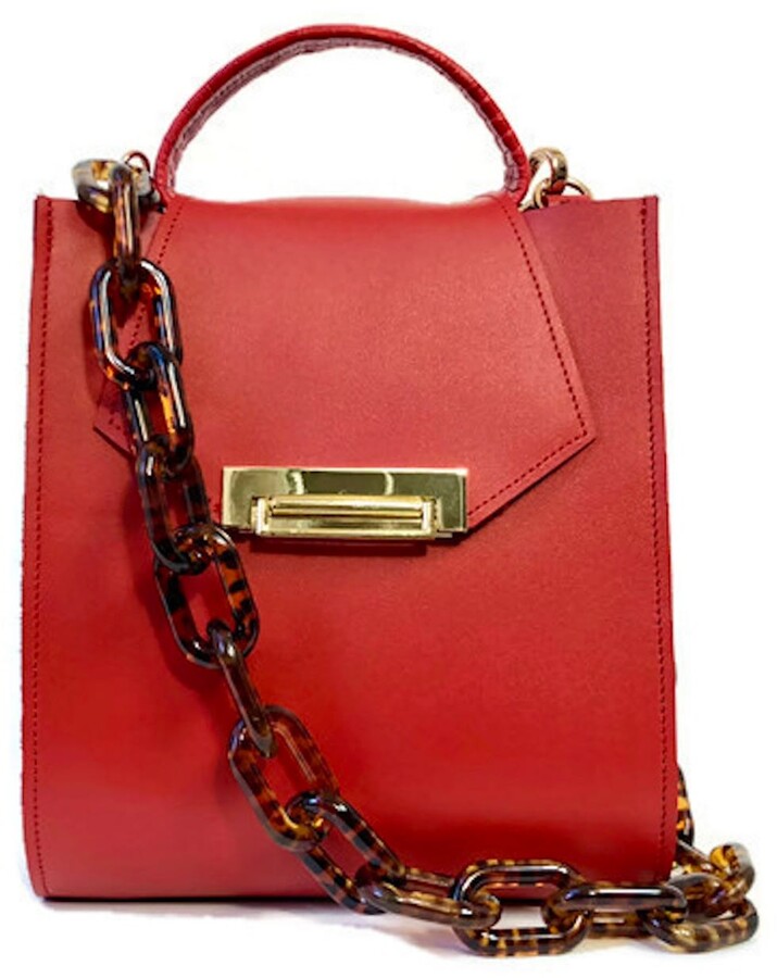 Angela Valentine Handbags - Romi Croc Embossed Bag In Saffron Red ...