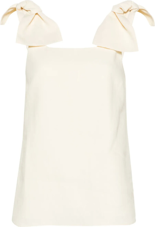 Chloé Bow-Detail Linen Tank Top