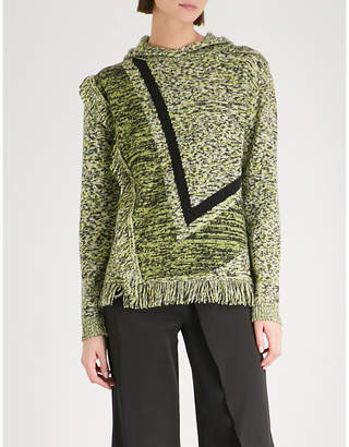 Vionnet Fringed mouline-knit wool and cashmere-blend hoody