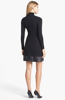 Thumbnail for your product : Nicole Miller Leather Trim Turtleneck Ponte Knit Dress