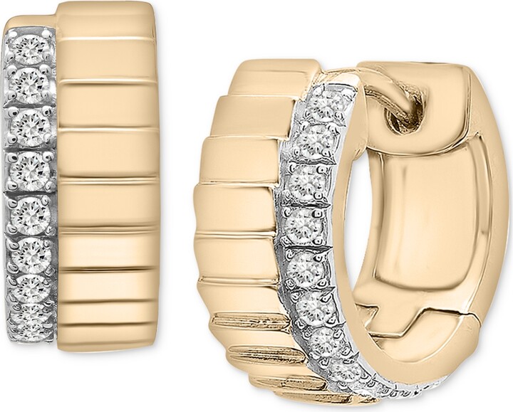 Audrey by Aurate Diamond Edge Small Huggie Hoop Earrings (1/6 ct. t.w.) in Gold Vermeil Created for Macy's