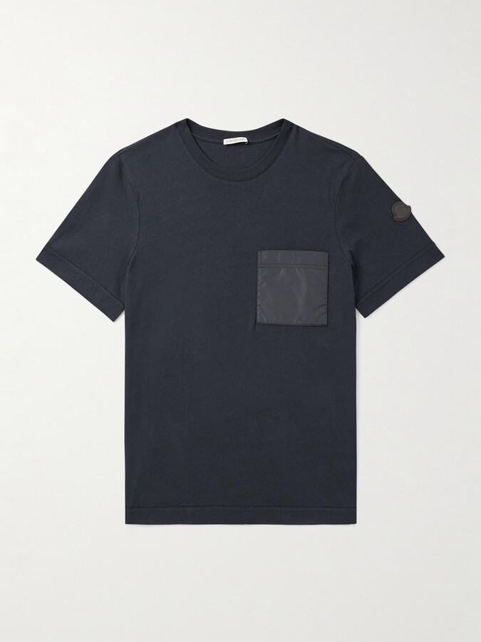 Moncler Logo-Appliquéd Shell-Trimmed Cotton and Cashmere-Blend Jersey T-Shirt
