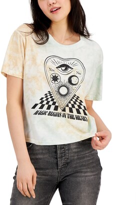 Rebellious One Juniors' Checker Heart Graphic-Print T-Shirt