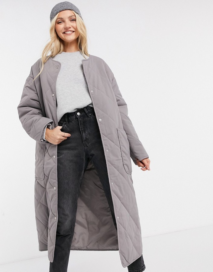 Grey Collarless Coat | Shop the world's largest collection of fashion |  ShopStyle UK