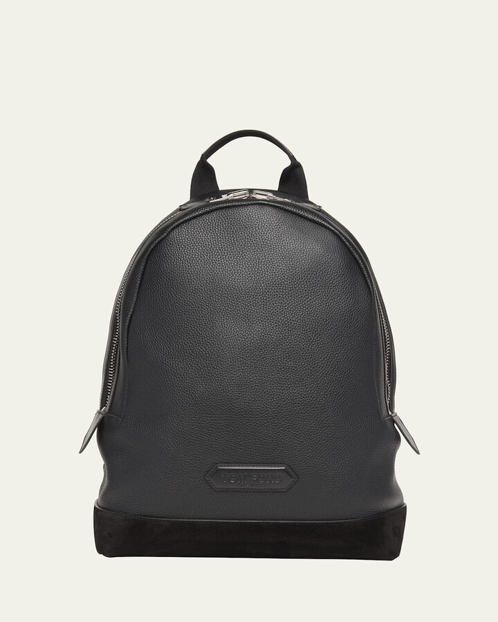 Men's Large Grained Leather Backpack