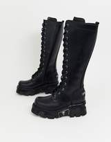 Thumbnail for your product : New Rock chunky leather knee high boots in black