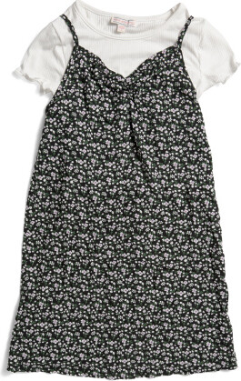TJMAXX Girls 2Pc Strappy Skater Dress With T-Shirt, Rayon