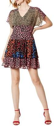 Karen Millen Mixed Leopard-Print Mini Dress