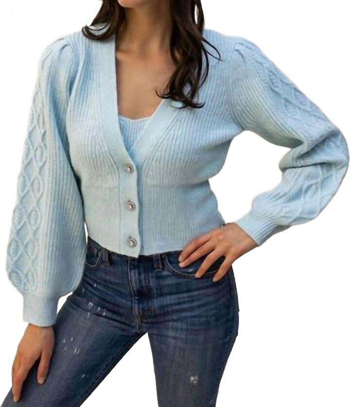 Design History Jewel Button Cardigan Sweater In Blue