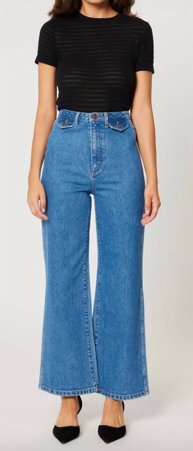 ROLLA'S Lia Sailor Wide Leg Jeans In Mid Blue