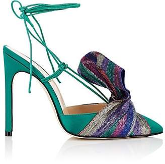 GIANNICO Women's Bow-Embellished Satin Pumps - Green
