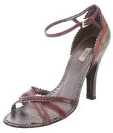 Thumbnail for your product : Prada Embossed Ankle Strap Sandals