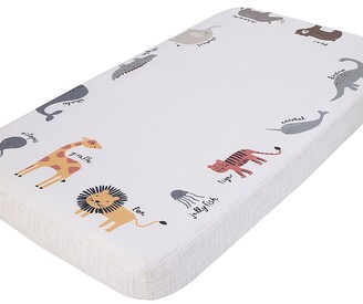 NoJo Zoo Animals Photo Op Fitted Crib Sheet In Grey