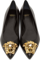 Thumbnail for your product : Versace Black Leather Medusa Flats