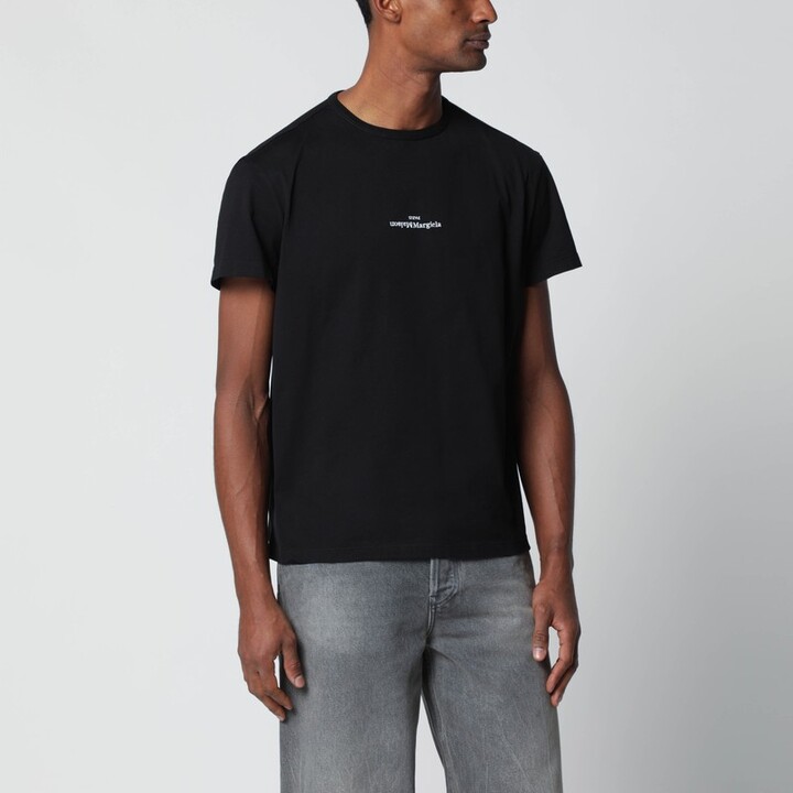 Maison Margiela Black T-shirt with distorted logo